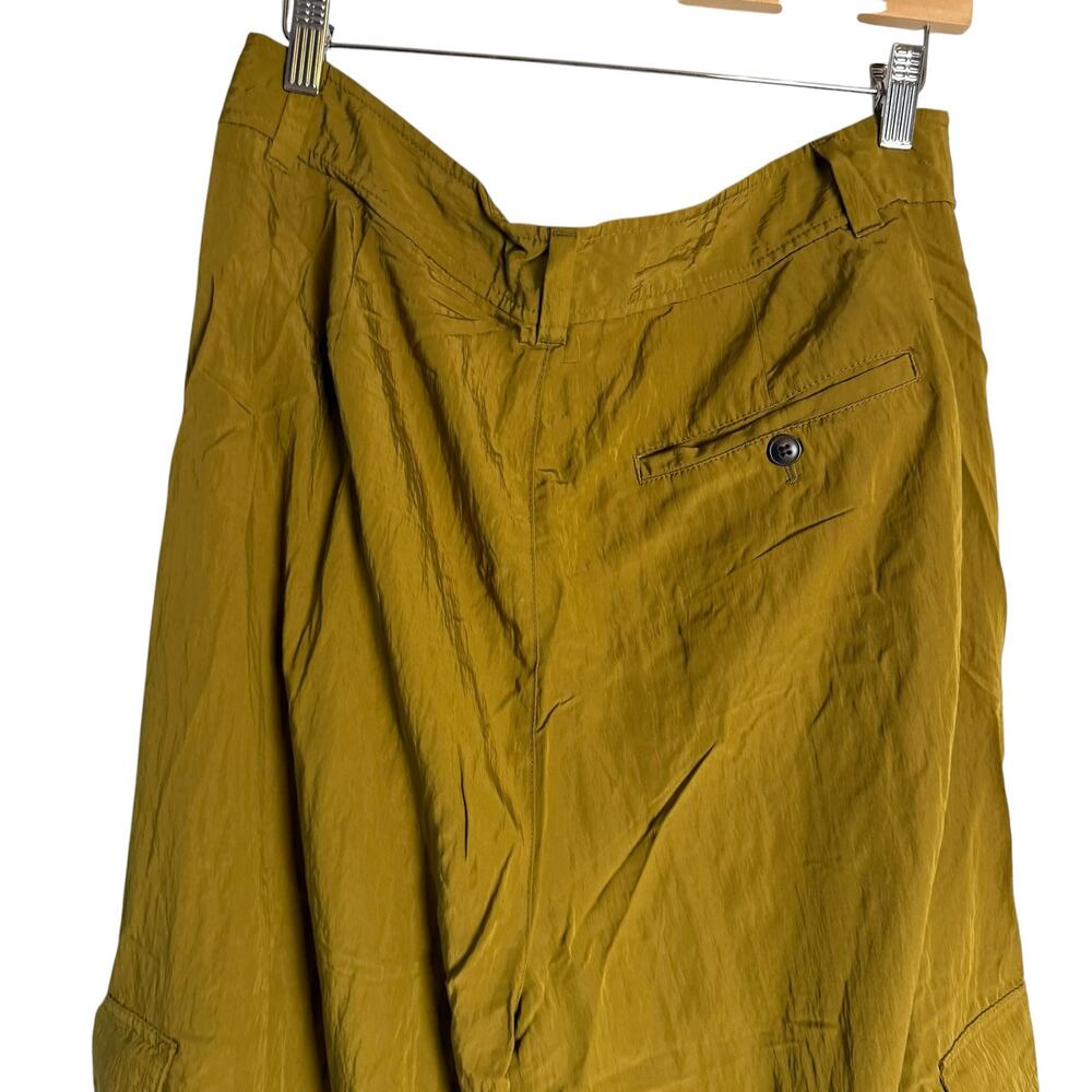 Madewell The Harlow Wide-Leg High Rise Olive Drapey Relaxed Cargo Pants Size 14 - Picture 13 of 16